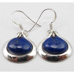 SilverStarJewel 925 Stamp Pure Sterling Silver Lapis Lazuli Earrings 1.3'' Fashion Gemstone