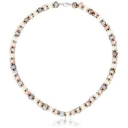Gem Stone King Pink & White Cultured Freshwater Pearl Necklace Earrings Bracelet Set 7-8MM 18inches