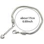 SBI Jewelry Stainless Steel Heart Bracelet for Charm Bead Snake Chain Gift for Women Girls Birthday