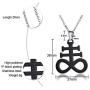 MEALGUET Leviathan Cross Pendant Church of Satan Satanic Symbol Stainless Steel Jewelry Brimstone Necklace for Men Women,24'' Chain