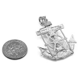 Mens Fine Jewelry 925 Sterling Silver Mariner Crucifix Anchor Cross Pendant