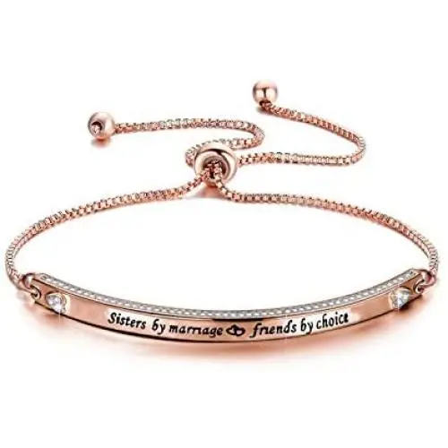 Zuo Bao Best Sisters In Law Gift Sisters By Marriage Friends By Choice Bracelet Maid Of Honor Gift Wedding Jewelry for Women Delicate Bangle Gifts For Sisters
