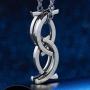 INRENG Unisex Stainless Steel Rings Pendant Necklace Kissing Fish Design Creative Jewelry Free Link Chain
