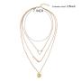 Fstrend Fashion Layered Gold Necklace Coin Symbol Chain Triangle Pendant Multilayered Short Necklaces Jewelry for Women and Girls