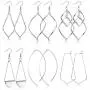 CASSIECA 6 Pairs Twist Wave Drop Dangle Earrings for Women Lightweight Statement Long Threader geometric Curved Earring Set Fashion Jewelry Valentine Mother Gift