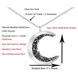 ONDAISY Black Cz Gypsy Planet Half Crescent Sailor Luna Moon Pendant Charm Chain Necklace