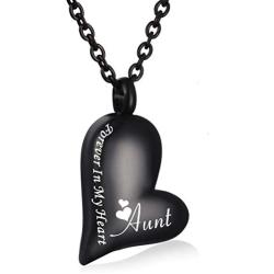 CHISMORL Black Stainless Steel Ashes Holder Memorial Urn Necklaces Pendant Heart Cremation Keepsake Jewelry-Forever in My Heart