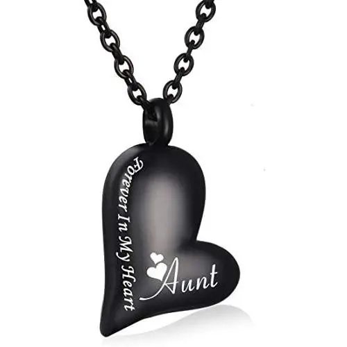 CHISMORL Black Stainless Steel Ashes Holder Memorial Urn Necklaces Pendant Heart Cremation Keepsake Jewelry-Forever in My Heart CHISMORL Black Stainless Steel Ashes Holder Memorial Urn Necklaces Pendant Heart Cremation Keepsake Jewelry-Forever in My Heart