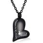 CHISMORL Black Stainless Steel Ashes Holder Memorial Urn Necklaces Pendant Heart Cremation Keepsake Jewelry-Forever in My Heart