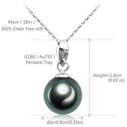 VIKI LYNN Tahitian Cultured Black Pearl Pendant Necklace 9-10mm Round Sterling Silver Jewelry for Women