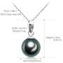 VIKI LYNN Tahitian Cultured Black Pearl Pendant Necklace 9-10mm Round Sterling Silver Jewelry for Women