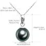 VIKI LYNN Tahitian Cultured Black Pearl Pendant Necklace 9-10mm Round Sterling Silver Jewelry for Women