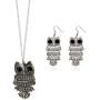 Vintage Owl Sweater Chain Necklace Big Eye Owl Animal Dangle Drop Earrings for Women Girls Fashion Jewelry Set