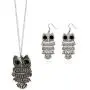 Vintage Owl Sweater Chain Necklace Big Eye Owl Animal Dangle Drop Earrings for Women Girls Fashion Jewelry Set