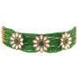I Jewels Indian Bollywood18K Gold Plated Light Weighted Beaded Floral Choker Jewelry Set Encased with Faux Kundan Along with Earrings for Women (ML228G)