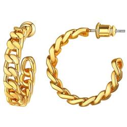 Hoop Earrings,18K Gold Plated 925 Sterling Silver Post Small Hoops,Star|Sunflower|Bamboo|Chain Hoop Earrings for Women Girls,with Gift Box