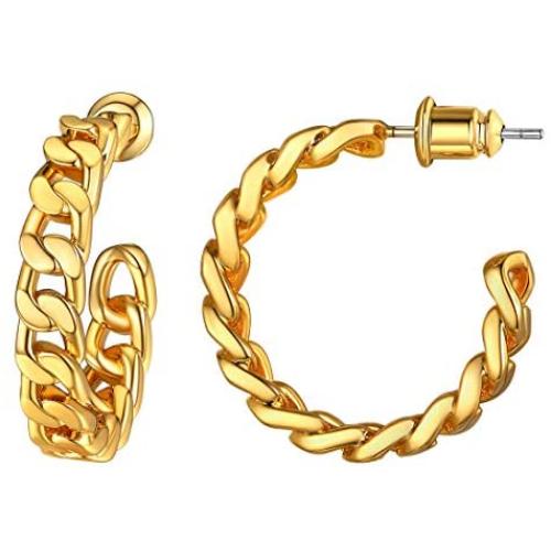 Hoop Earrings,18K Gold Plated 925 Sterling Silver Post Small Hoops,Star|Sunflower|Bamboo|Chain Hoop Earrings for Women Girls,with Gift Box
