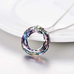 925 Sterling Silver Circle Necklace with Swarovski Crystal, Jewelry for Women Teen Girls