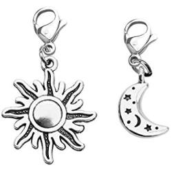 CENWA Sun and Moon Zipper Pull Purse Charm Sun and Moon Clip On Charms Zipper Pull Couples Jewelry Gift for Boyfriend Girlfriend