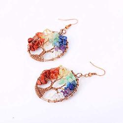 Tree of Life Drop Dangle Crystal Earrings Jewelry Beads Handmade Wire Wrapped Birthstone Gemstone Chakra Jewelry Best Gifts