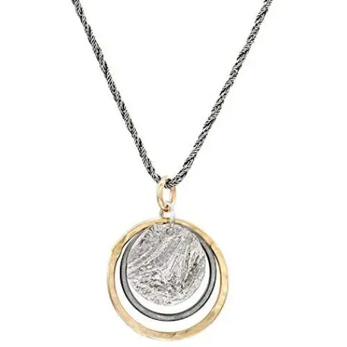 Graduated Circles 925 Sterling Silver and 14k Gold Filled Multi Hoops Drop Pendant Graduated Circles 925 Sterling Silver and 14k Gold Filled Multi Hoops Drop Pendant