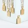 Annamate Capital Initial Letter Charm Pendant Necklace for Mens Womens Teenage Girls BFF Mom Dad 18K Gold Plated Square Rectangle A-Z 26 Letters Pendants Necklace, 20-22inch