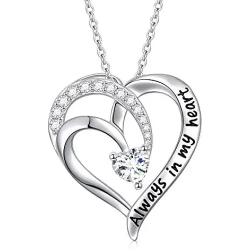 YinShan S925 Sterling Silver Heart Necklace for Women Girls Jewelry Engraved Always in My Heart/I Love You to The Moon And Back Pendant Necklaces Girlfriend, Mother Birthday YinShan S925 Sterling Silver Heart Necklace for Women Girls Jewelry Engraved Always in My Heart/I Love You to The Moon And Back Pendant Necklaces Girlfriend, Mother Birthday