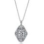 BERRICLE Rhodium Plated Sterling Silver Cubic Zirconia CZ Art Deco Filigree Milgrain Fashion Necklace and Earrings Set