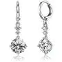 Drop Dangle Earrings Leverback 9MM 2.75ct and 2pcs Small CZ Cubic Zirconia Design 14K White Gold Plated with Hypoallergenic Hoops Gorgeous Gift for Women and Girls