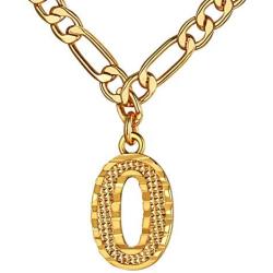 ChainsHouse Initial Letter Pendant Necklace Mens Womens Capital Letter Yellow Gold Plated A-Z 26 Alphabet Name Jewelry 16''+2'' Adjustable Stainless Steel Figaro Chain Personaziled