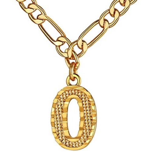 ChainsHouse Initial Letter Pendant Necklace Mens Womens Capital Letter Yellow Gold Plated A-Z 26 Alphabet Name Jewelry 16''+2'' Adjustable Stainless Steel Figaro Chain Personaziled