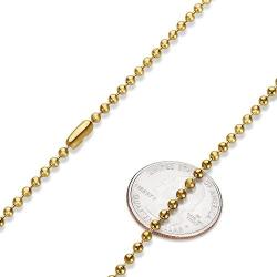 The Bling Factory 3.3mm 14k Yellow Gold Plated Ball Military Bead Chain Necklace