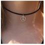 Olbye Peace Necklace Choker Leather Silver Choker Necklace for Women and Teen Girls Boho Jewelry Necklace Silver (Geometric)