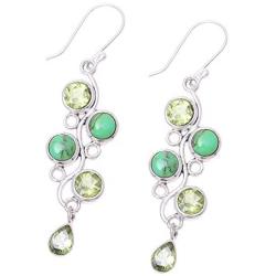 NOVICA Multi-Gem Peridot .925 Sterling Silver Dangle Earrings, Green Sheen
