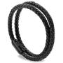 Globi Leather Bracelet For Men | Genuine Wrap Braided Leather Cuff Bangle Bracelet with Magnetic Stainless Steel Clasp For Men/Women