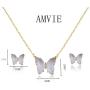 Amvie Butterfly Jewelry Set Necklace and Earrings Sets for Women Girls 18k Gold Plated Earrings for Women Studs Set Fashion Jewelry Gifts for Her/Mom/Wife