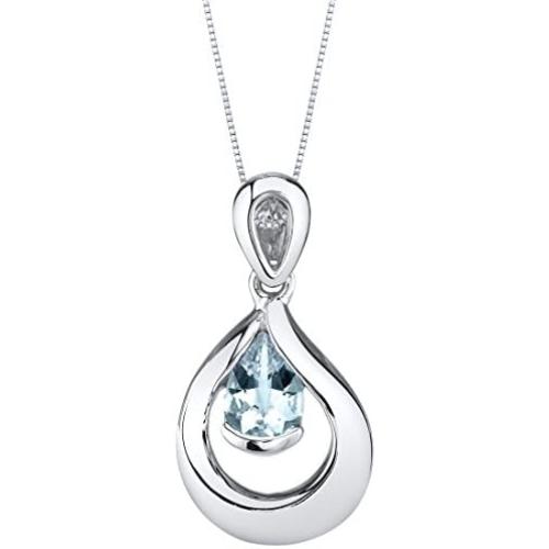 Sterling Silver Raindrop Pendant Necklace available in various colored stones