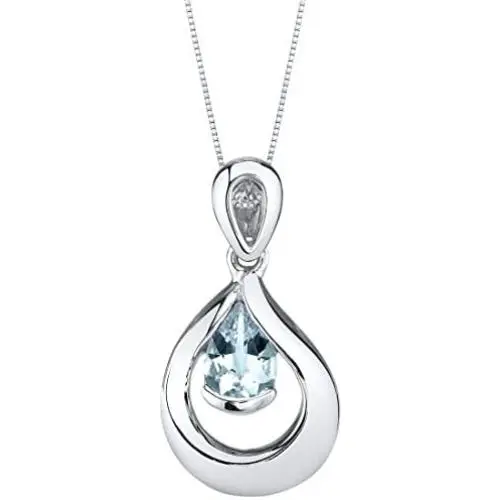 Sterling Silver Raindrop Pendant Necklace available in various colored stones Sterling Silver Raindrop Pendant Necklace available in various colored stones