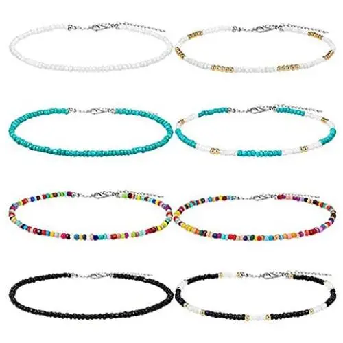 Bohemian Seed Bead Necklaces Adjustable Glass Beaded Choker Colorful Summer Hawaii Tiny Beaded Boho Choker Handmade Jewelry for Women Girls Bohemian Seed Bead Necklaces Adjustable Glass Beaded Choker Colorful Summer Hawaii Tiny Beaded Boho Choker Handmade Jewelry for Women Girls