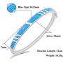 CiNily 14K White Gold Plated Opal Bangle Bracelet for Women Teen Girls,Hypoallergenic Jewelry Gift Gemstone Bangle Bracelet 8.26 inch