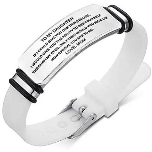 creatique Inspirational Bracelets Engraved, Personalized Gifts to My Son, to My Daughter Husband Wife Bracelet, Son Bracelet from Mom and Dad, Son Gift for Graduation, Birthday