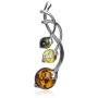 Sterling Silver Multicolor Natural Amber Pendant Necklace Chain 18 Inches
