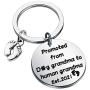 FUSTMW Grandma Grandpa Est.2021 Keychain Promoted from Dog Grandma Grandpa to Human Grandma Grandpa Gifts Grandchild Announcement Gifts