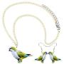 DUOWEI Acrylic Cute Monk Parakeet Parrot Bird Earrings and Necklace Set for Women Teens Girls Drop Dangle Pendant Jewelry Charms Gifts