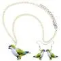 DUOWEI Acrylic Cute Monk Parakeet Parrot Bird Earrings and Necklace Set for Women Teens Girls Drop Dangle Pendant Jewelry Charms Gifts