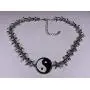 Skye Jewelry Barbed Wire Necklace w/Round Ying Yang Attached Pendant & Adjustable Clasp Fits 14” – 17”