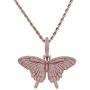 Silver Plated CZ Iced Out Bling Butterfly Chain Necklace Party Jewelry for Men Women