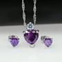 Uloveido Red Crystal Heart Necklace and Earrings Wedding Jewelry Set for Women Girls BME53