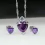 Uloveido Red Crystal Heart Necklace and Earrings Wedding Jewelry Set for Women Girls BME53