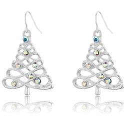 2020 Christmas Gifts Snow Christmas Tree Earrings for Women Girls CZ Dangle Drop Earring for Women Girls Holiday Jewelry